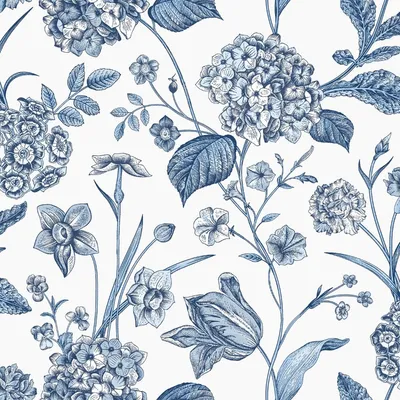 Produktbild von Rasch - Tapete "Amelie", Hortensie AG3699 (10,05 m x 0,53 m) (Blau/Weiß)