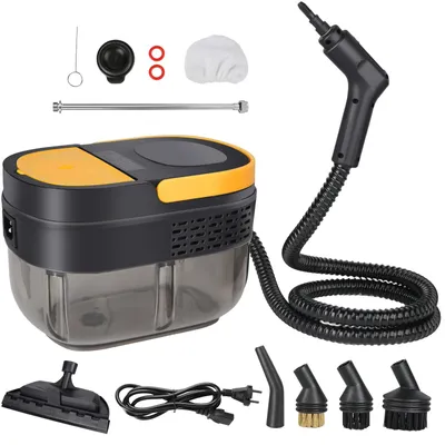Produktbild von Handdampfreiniger - Handgerät Hochdruck Dampfstrahler - 1000–1200 W - 3 Stufen - Für Klimaanlage, Dunstabzug, Glas, Auto - 220–240 V EU-Stecker - Gelb