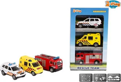 Produktbild von Die-Cast Geschenkset Einsatzfahrzeuge Spielzeugautos 3 Stück mit Licht und Sound