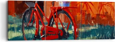 Produktbild von Bild auf Leinwand - Leinwandbild - Fahrrad Blumen - 90x30cm - Wand Bild - Wanddeko - Wandbilder - Leinwanddruck - Bilder - Kunstdruck - Wanddekoration - Leinwand bilder - Wandkunst - CA90x30-3712
