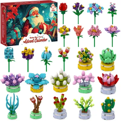 Produktbild von Adventskalender 2026 Kinder Blumen Bausteinen 24 Tage Weihnachtskalender