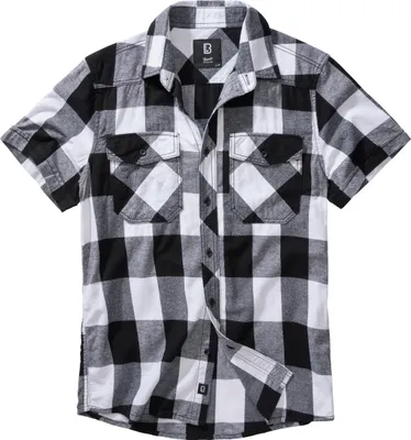 Immagine prodotto di Brandit - Camicia a maniche corte CHECKED FLANELL bianco / nero - XXL