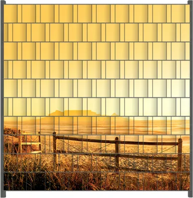 Produktbild von Wallario Zaunsichtschutz mit Motiv Strand in Südafrika I - Himmel in orange für Ein- und Doppelstabmatten Zäune in der Größe 200 x 200 cm