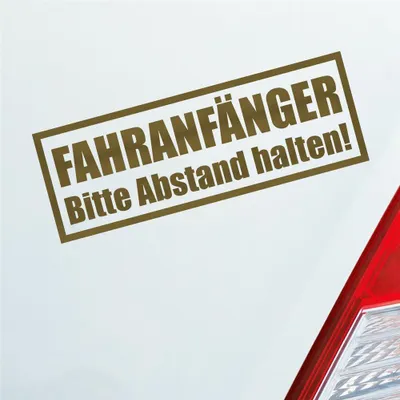 Produktbild von Auto Aufkleber Achtung Fahranfänger Spruch Fahrschule 20x7 cm Gold Sticker Heckscheibenaufkleber