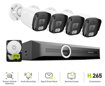 Produktbild von Überwachungskamerasystem – 5-Megapixel-IP-Kamera-Set – CCTV-Überwachung mit intelligenter Infrarot-Nachtsicht