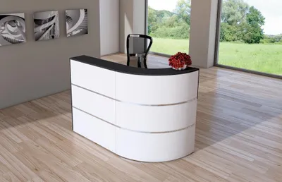 Image de Comptoir d'accueil design Comptoir de réception Cento 1,8 m Blanc Anthracite