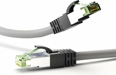 Immagine prodotto di Cavo patch CAT 8.1, S/FTP (PiMF), grigio, 0,5 m - conduttore in rame privo di ossigeno al 99,9% (OFC), AWG 24, guaina del cavo priva di alogeni (LSZH)