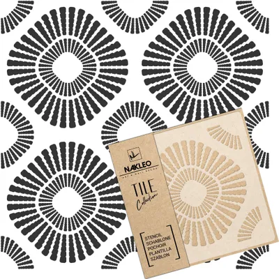Produktbild von Tile Fliesen Schablone zum Malen 30x30 cm, Olmos Modern Rounded Square Geometric, Kunststoff Wiederverwendbare Bodenschablone DIY