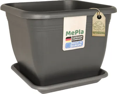 Produktbild von MePla - Set - Pflanzkübel Quadrat 58x58 + Untersetzer 49x49 - anthrazit