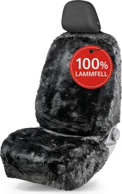 Produktbild von WALSER Lammfell Autositzbezug Mona, 100% Lammfell Sitzbezug für Auto, 1 Stück Lammfell Sitzbezüge Auto Vordersitze, Autositzbezug Lammfell, Autositzbezug Fell, Lammfell Autositz schwarz