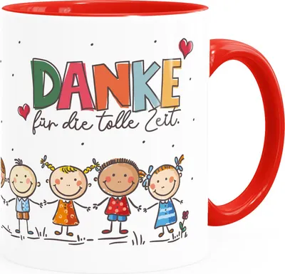 Produktbild von Kaffee-Tasse Danke Erzieherin Herz kleines Geschenk Abschied Spruch für die tolle Zeit SpecialMe® weiss-innen-rot standard