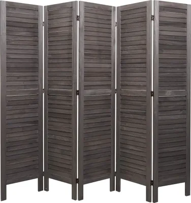 Produktbild von Paravent HWC-G30, Trennwand Sichtschutz Raumteiler, Shabby-Look 170x200cm  grau-braun
