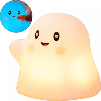 Produktbild von Wiederaufladbares Nachtlicht für Kinder - RGB LED Tischlampe  mit 7 Farben/1200mAh, entzückendes Silikon-Spielzeug zum Antippen für Kinderzimmer