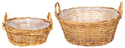 Image de vidaXL Panier à fleurs avec rangement 2 pièces Marron Lacak Rotin