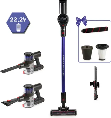 Image de PRIMO PR511SV Aspirateur Balai 3-en-1 Sans Fil BLDC - Aspirateur Sans Sac - Aspirateur à Main - Puissance max 20 kPa - Bleu/Rouge