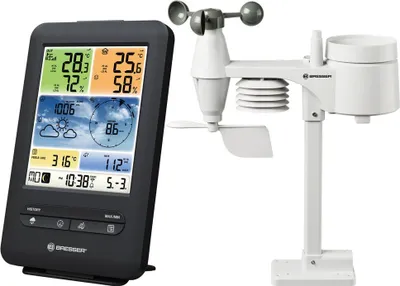 Produktbild von Bresser Optics 7002585, Schwarz, Innen-Luftdruck, Innen-Hygrometer, Innen-Thermometer, Außen-Barometer, Außen-Hygrometer,..., Barometer, Hygrometer, Thermometer, Hygrometer, Thermometer, Kunststoff, 180 km/h