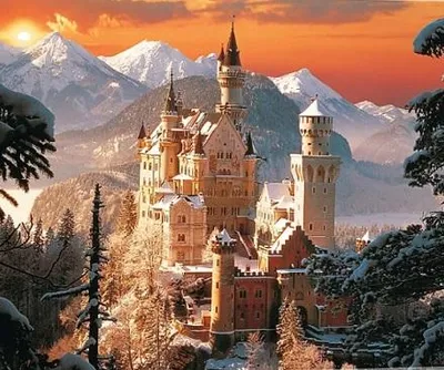 Obrázok produktu pre Norimpex Diamantové maľovanie Neuschwanstein v zime 30x40cm