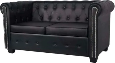 Produktbild von Chesterfield-Sofa 2-Sitzer Kunstleder Schwarz
