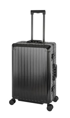 Produktbild von Travelhouse  Tokyo Alu Reisekoffer Schwarz M-66cm Hartschalenkoffer Reisetrolley Suitecase Trolley 2X TSA Zahlenschloss 4 Doppelräder 360° Rollen Vol. 66L