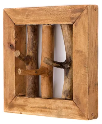 Produktbild von Leonor 25 | Mahagoni Holz, 25 cm, 3 Haken | Garderobe, Hakenleiste, Flurgarderobe, Wandhaken, Natur Garderobenpaneel, Kleiderhaken