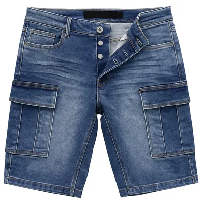 Produktbild von EGOMAXX Stretch Denim Cargo Bermuda mit Knopfleiste für Herren Größe: 38W