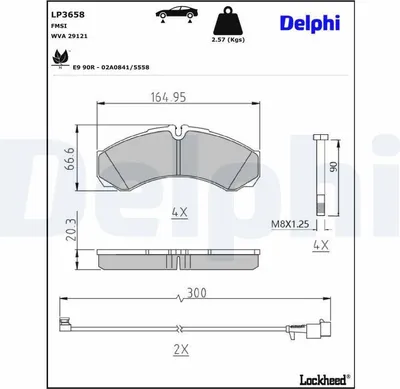 Produktbild von DELPHI Bremsbeläge Satz Bremsklötze LP3658