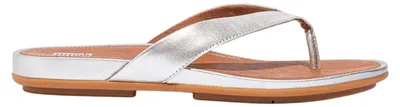 Immagine prodotto di FitFlop - Infradito da donna "Gracie", in pelle, con suola piatta, modello GT41549 (taglia 36 EU), colore argento