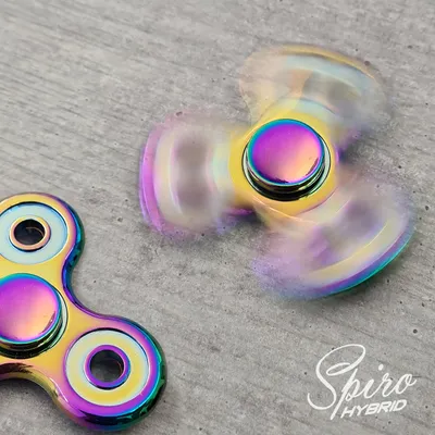 Produktbild von Fidget Spinner Metall Edition Hand Spiner Finger Regenbogen Kreisel Anti Stress Spielzeug Rainbow Chrome (Modell 1 - inkl. Tasche)