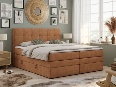 Produktbild von Boxspringbett mit Kopfteil und Topper, Polsterbett - LUKA-KING - 140x200cm - Orange - H4
