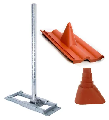 Produktbild von PremiumX DELUXE X130-48 Dachsparrenhalter 130cm Mast für Satellitenantenne Frankfurt Dachabdeckung Manschette rot