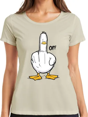 Produktbild von Freche Ente Mittelfinger F*ck OFF lustig sarkastisch Cartoon Damen T-Shirt, Natur, XL