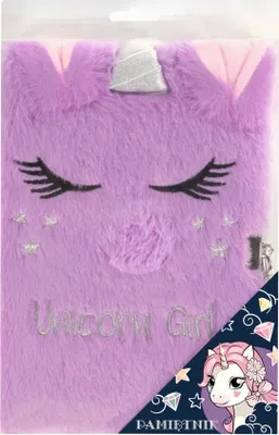 Produktbild von Plüsch-Tagebuch mit Vorhängeschloss Einhorn violett Derform