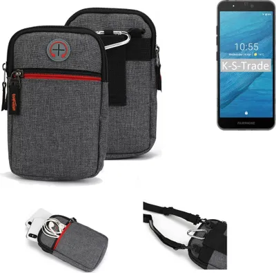 Produktbild von K-S-Trade Holster Gürteltasche kompatibel mit Fairphone Fairphone 3 Handy Tasche Schutz Hülle grau Zusatzfächer 1x