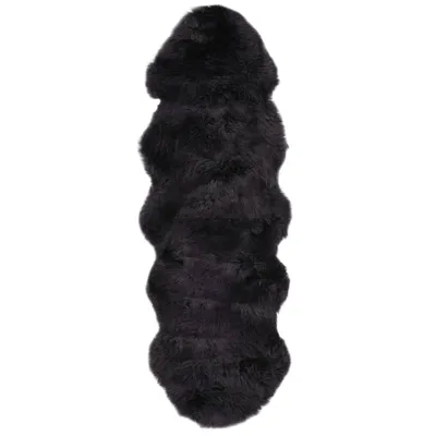 Image de Vidaxl Teppich 60x180 cm Schaffell dunkelgrau