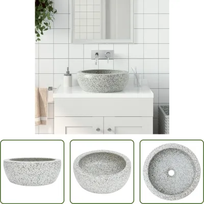 Obrázek produktu pro The Living Store Umyvadlo na desku Grey Round Ø41x14 cm Keramika