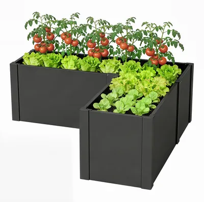 Produktbild von Outsunny Hochbeet L-förmig Blumenhochbeet witterungsbeständig Verzinkter Stahl