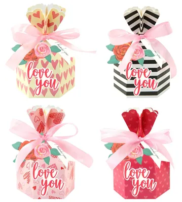 24 Valentinstag-Geschenkboxen, Vasendesign, Herz & Rose