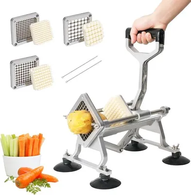 Produktbild von Pommesschneider Professioneller mit 6 mm 9 mm 13 mm Klingen aus Edelstahl Kartoffelschneider Manuell Pommes Frites Schneider Kommerziell mit Saugfüßen für Kartoffel Karotte Gurke Zwiebel