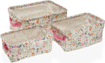Image de Set de paniers Versa Textil Blomster 18 x 14 x 28 cm