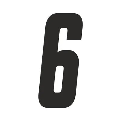 Produktbild von Sticker Rennnummer für Moto Cross "6", schwarz 21 cm