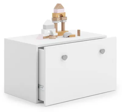 Image de Banc de rangement pour jouets Inga avec poignées en forme de cœur