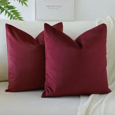 Zdjęcie produktu dla Zestaw 2 poszewek na poduszki z aksamitu, 40x40 cm, kolor bordowy