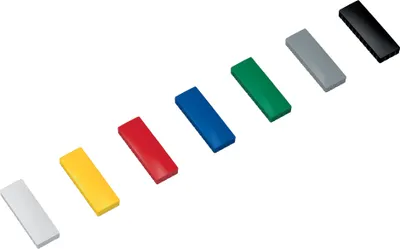Image de MAUL Aimant rectangulaire 10 pièces 1 kg Plastique Ferrite incassable érodé laqué 5,4 x 1,9 x 0,9 cm bleu rouge jaune gris vert noir blanc
