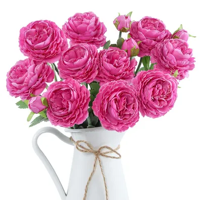 6 Kunstpäonien-Bouquets, 49 cm, seidene Blumen, lila