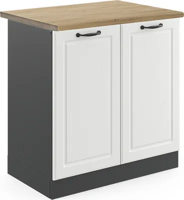 Image de Meuble bas sous-évier Vicco R-Line Blanc campagne 80cm , PT Chêne, Model 46419