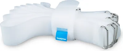 Produktbild von 10 x Klettkabelbinder 30 cm weiß - Klett / Flausch auf UNTERSCHIEDLICHEN SEITEN! - DS Metallöse Goodymax®