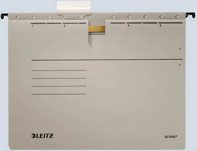 Zdjęcie produktu dla Segregator zawieszkowy Leitz 1984-00-85 1984 ALPHA® - zszywanie, karton Pendarec, szary