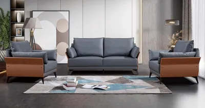Produktbild von Sofagarnitur 3+1+1 Sitzer Sofas Couch Polster Garnitur Möbel Couchen Leder Büro