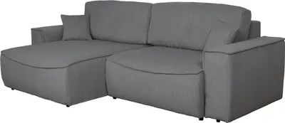 Zdjęcie produktu dla Sofa narożna - 265 x 148 cm - antracyt - sztruks - z funkcją rozkładania i podstawą łóżka