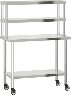 Obrázek produktu pro vidaXL Kuchyňská pracovní deska s horní policí 110x55x150 cm nerezová ocel